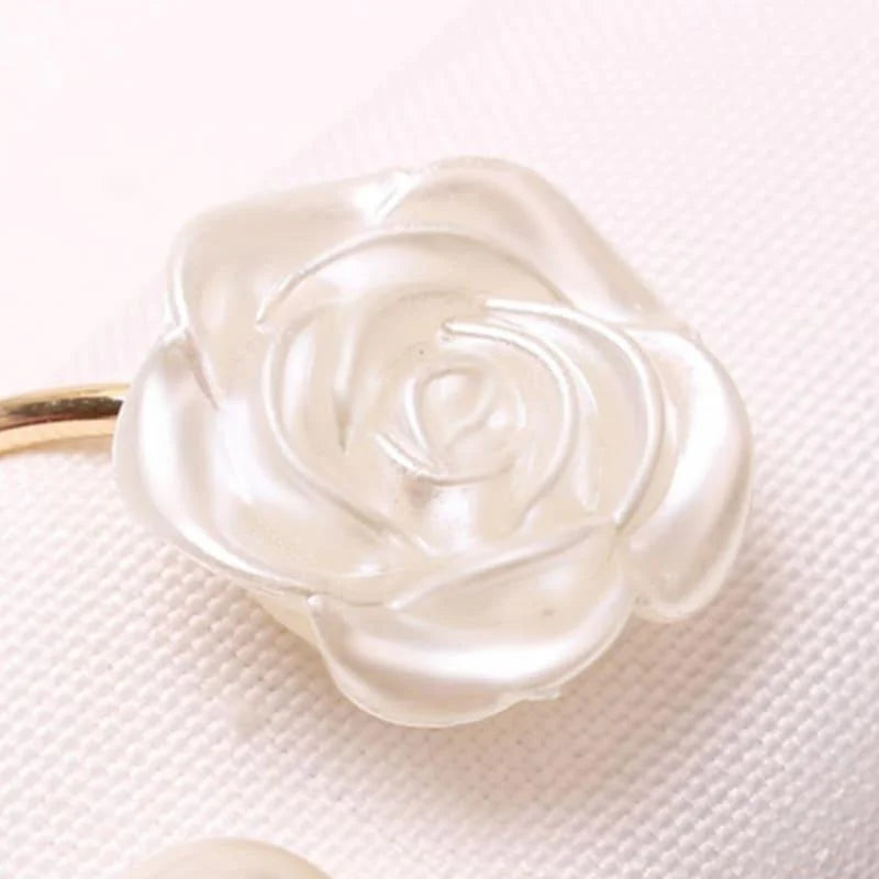 Anéis para Guardanapo Metálicos com Flores Pérola para Mesa Lenogue