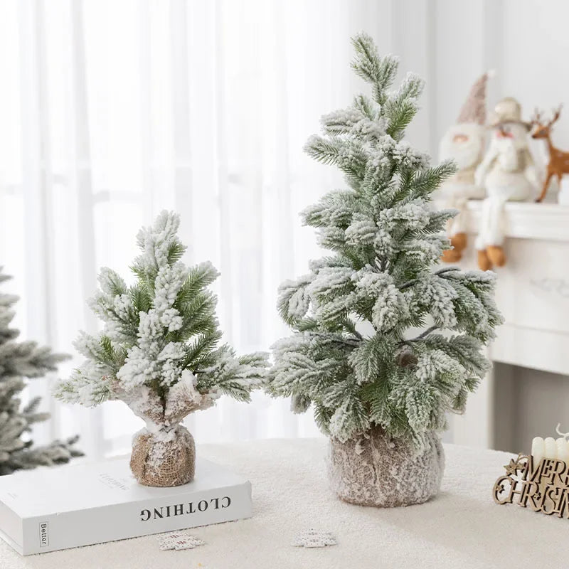Árvore de Natal Artificial com Neve e Luzes Quentes de Mesa Lenogue