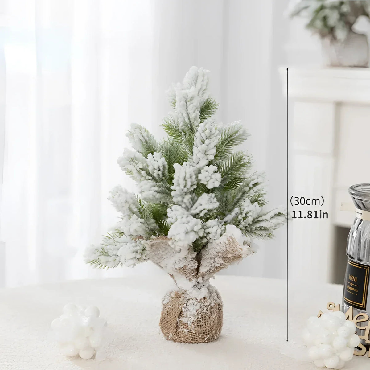 Árvore de Natal Artificial com Neve e Luzes Quentes de Mesa Lenogue