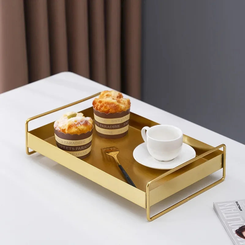 Bandeja Metálica com Tampa para Snacks, Joias e Decoração Lenogue Dourado