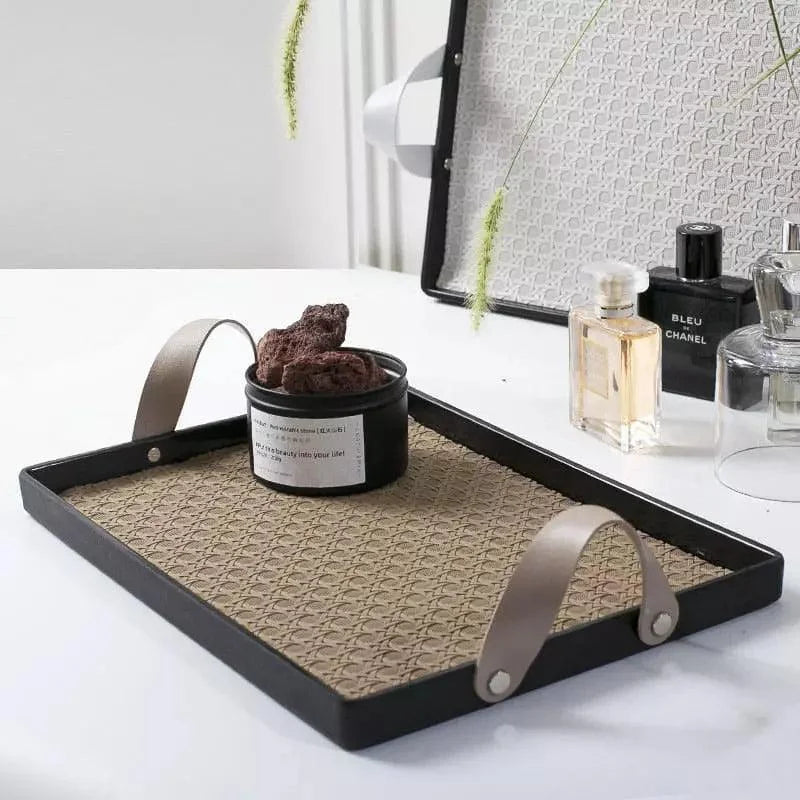 Bandeja Retangular Decorativa com Alça para Banheiro e Sala Lenogue