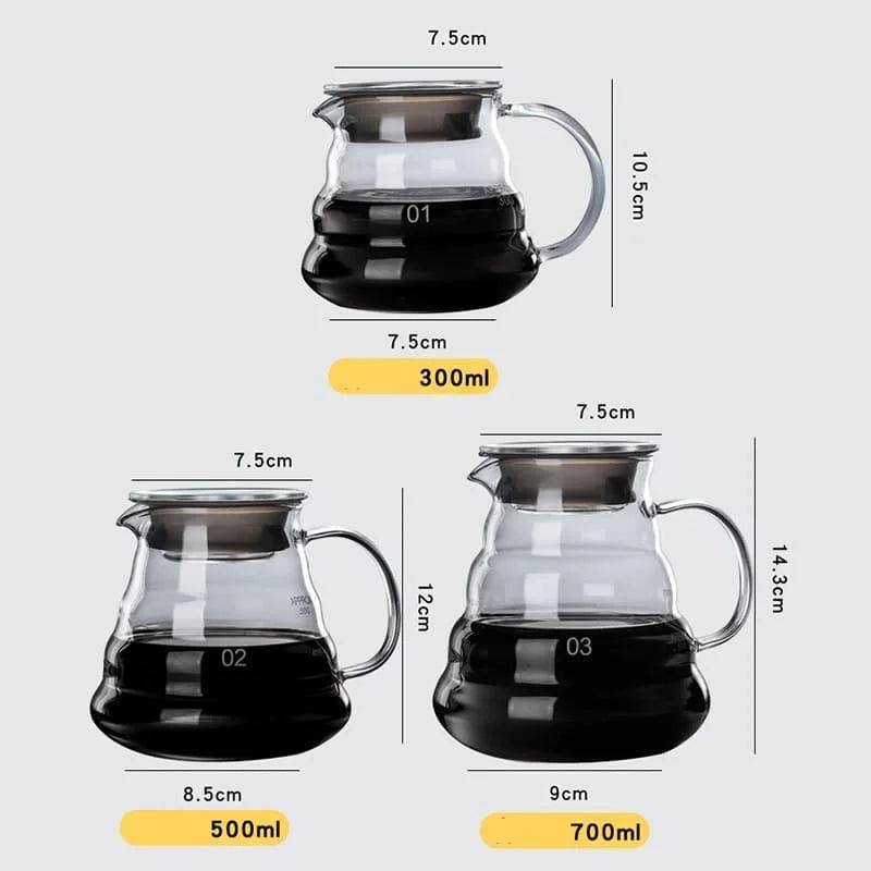 Bule de Café de Vidro Borossilicato com Coador Hario V60 Lenogue