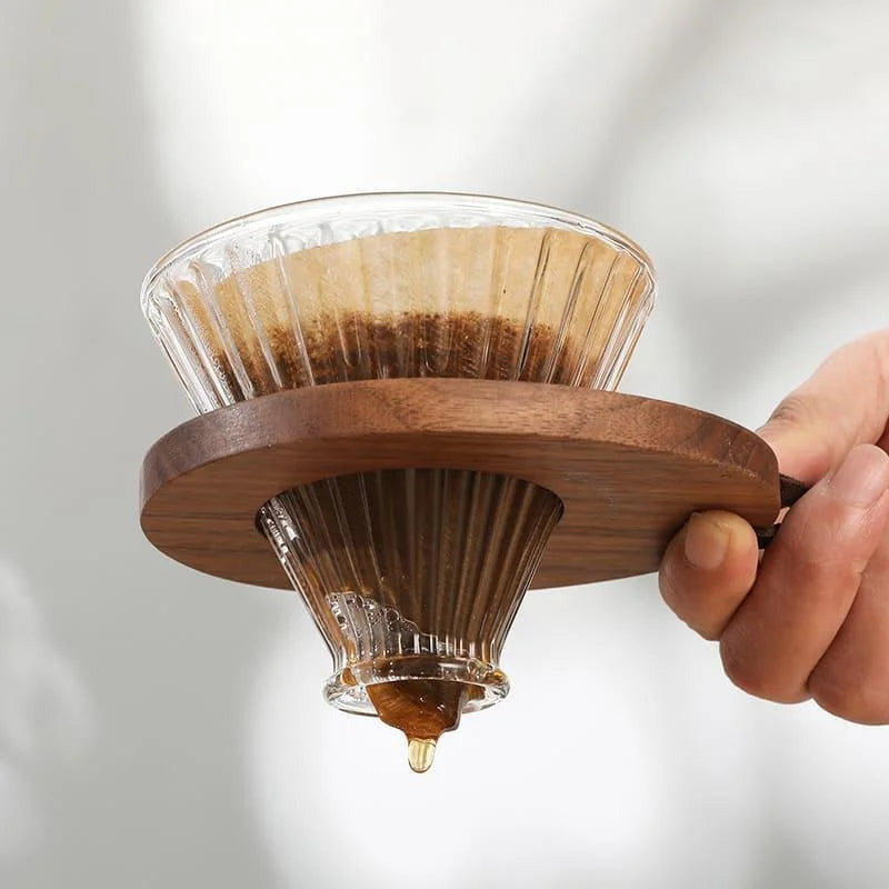 Bule de Café de Vidro Borossilicato com Coador Hario V60 Lenogue