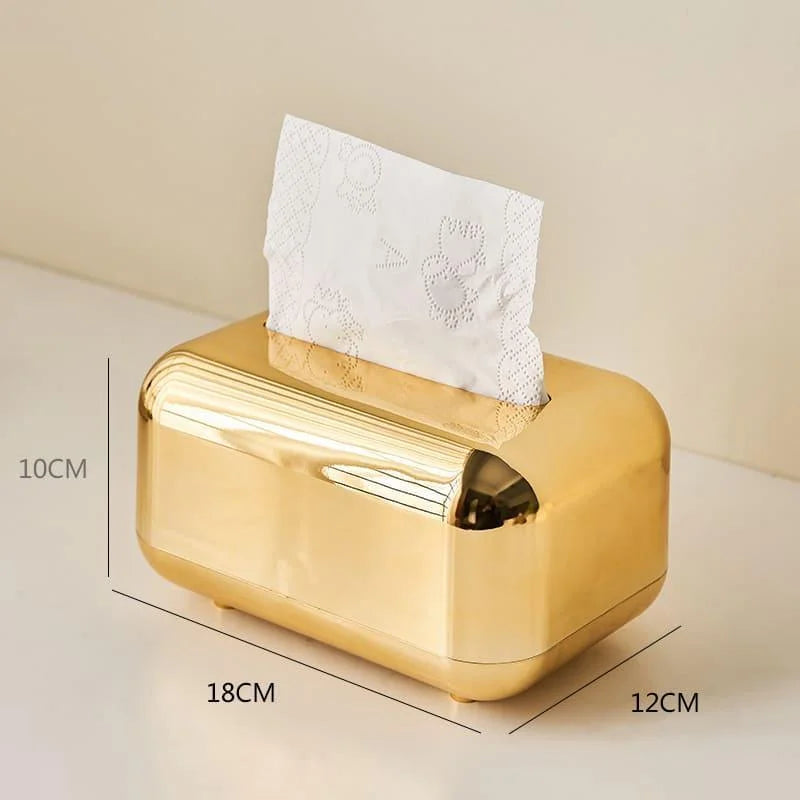 Caixa Porta-lenço e Papel Cromada para Decoração e Organização Lenogue