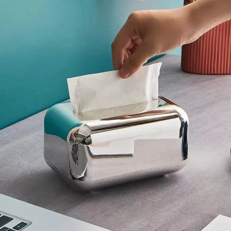 Caixa Porta-lenço e Papel Cromada para Decoração e Organização Lenogue