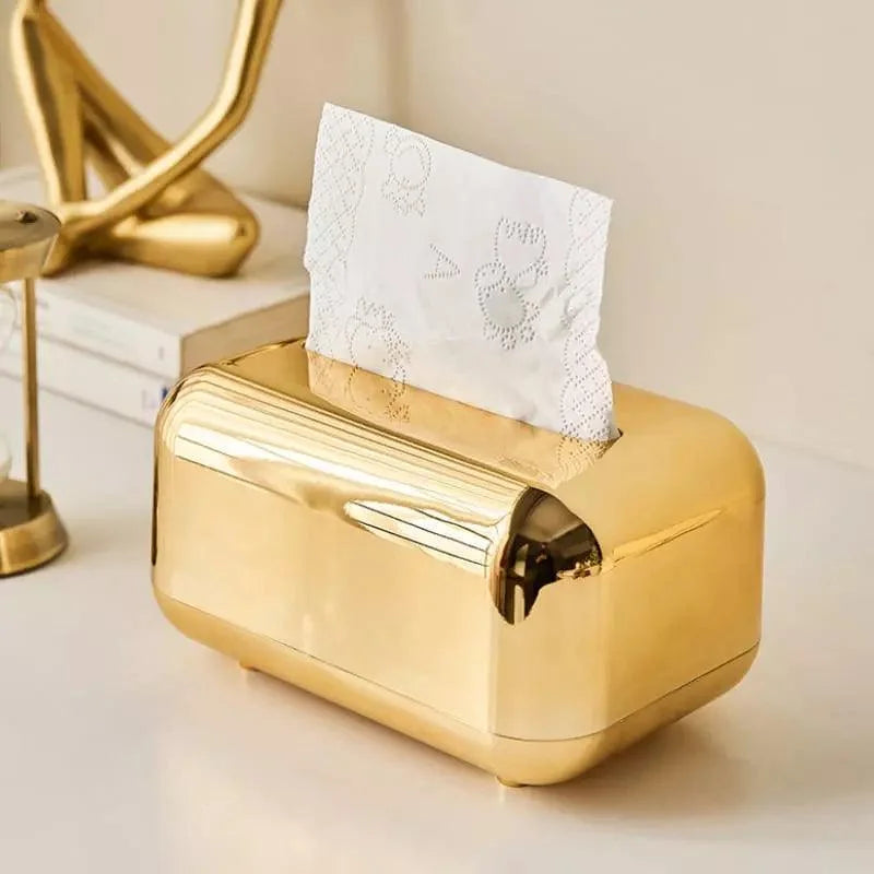 Caixa Porta-lenço e Papel Cromada para Decoração e Organização Lenogue
