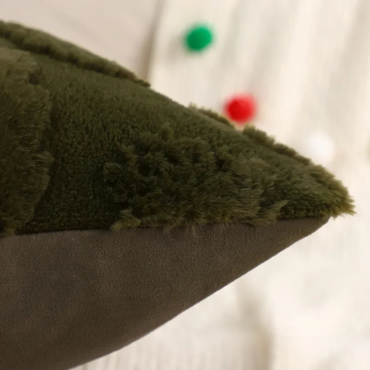 Capa de Almofada Natalina Plush Jacquard Floco de Neve Lenogue