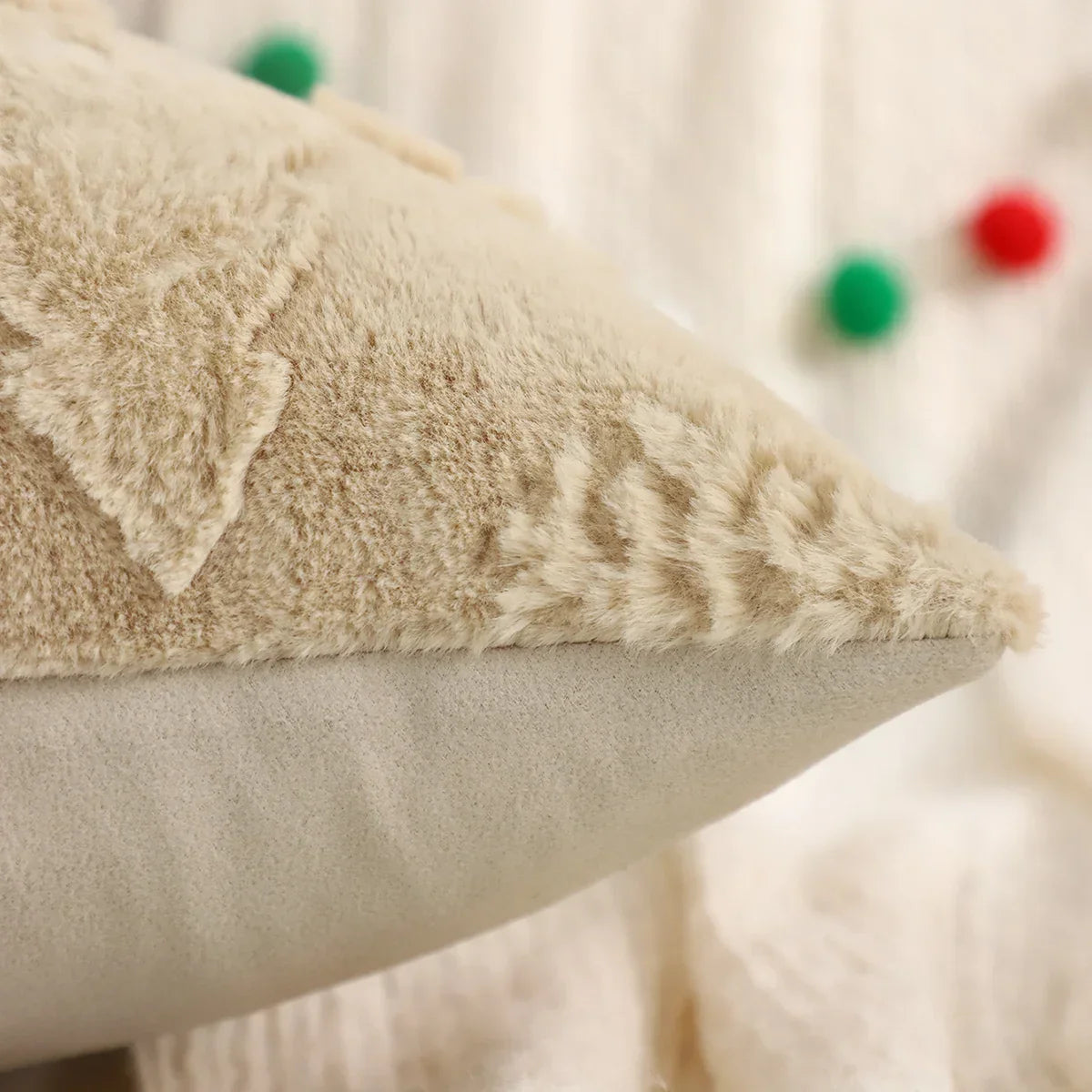 Capa de Almofada Natalina Plush Jacquard Floco de Neve Lenogue