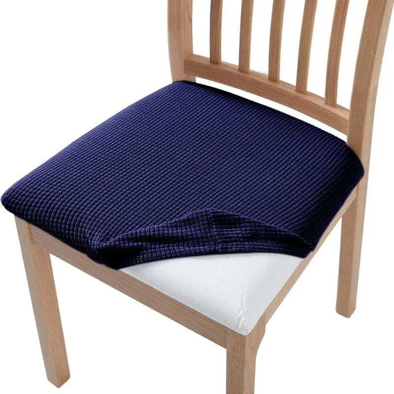 Capa de Assento de Cadeira Elástica em Jacquard para Proteção Lenogue Azul Marinho / 1 Peça