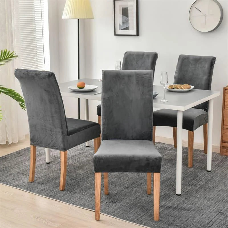 Capa de Cadeira de Jantar Suede Premium Impermeável Cinza Escuro Lenogue