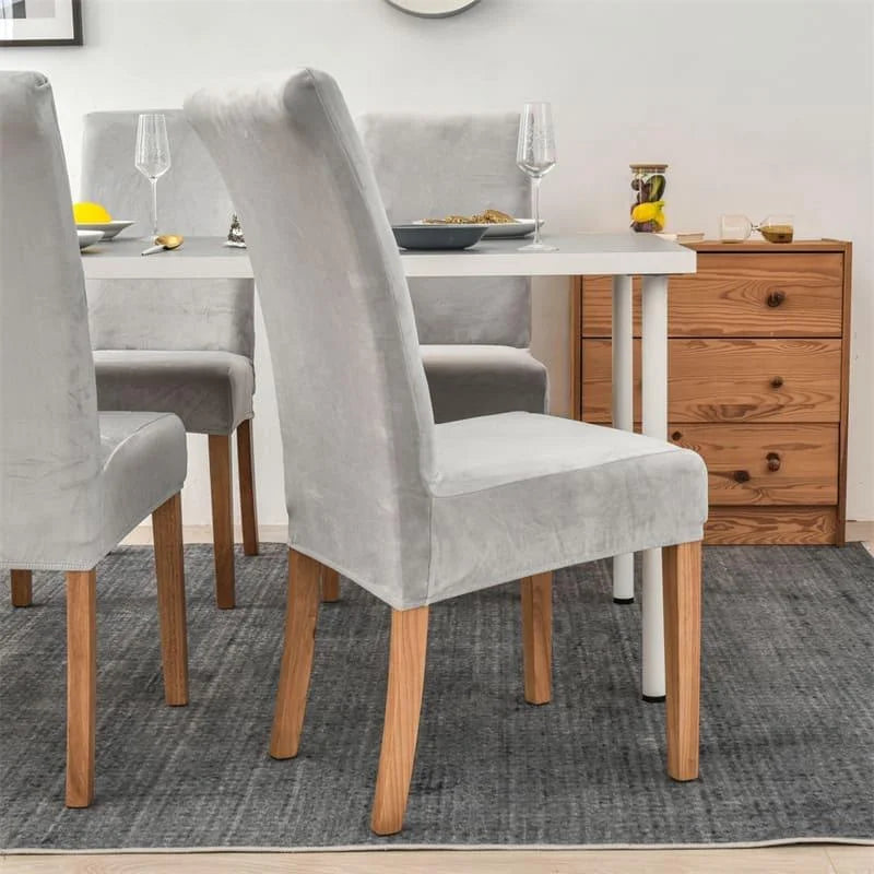 Capa de Cadeira de Jantar Suede Premium Impermeável Cinza Lenogue