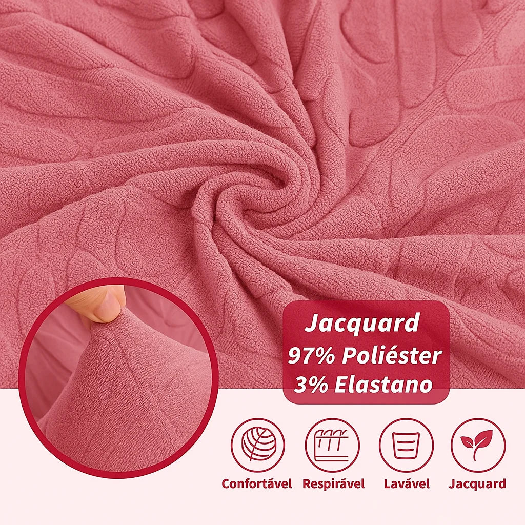 Capa para Cadeira de Jantar Jacquard Premium Rosa para Decoração Lenogue