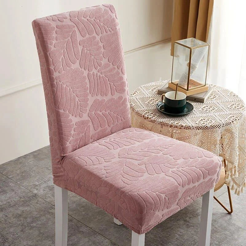 Capa para Cadeira de Jantar Jacquard Premium Rosa para Decoração Lenogue 6 Capas