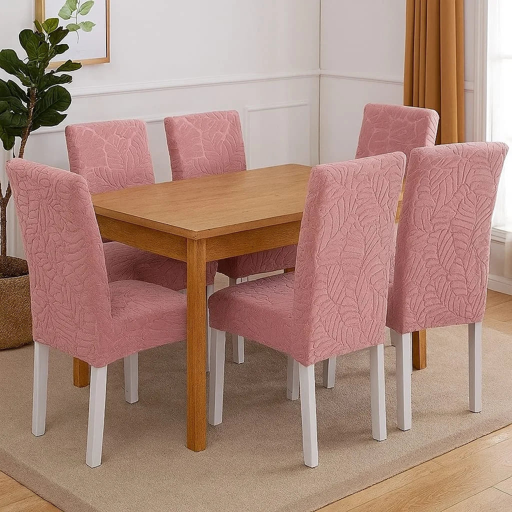 Capa para Cadeira de Jantar Jacquard Premium Rosa para Decoração Lenogue