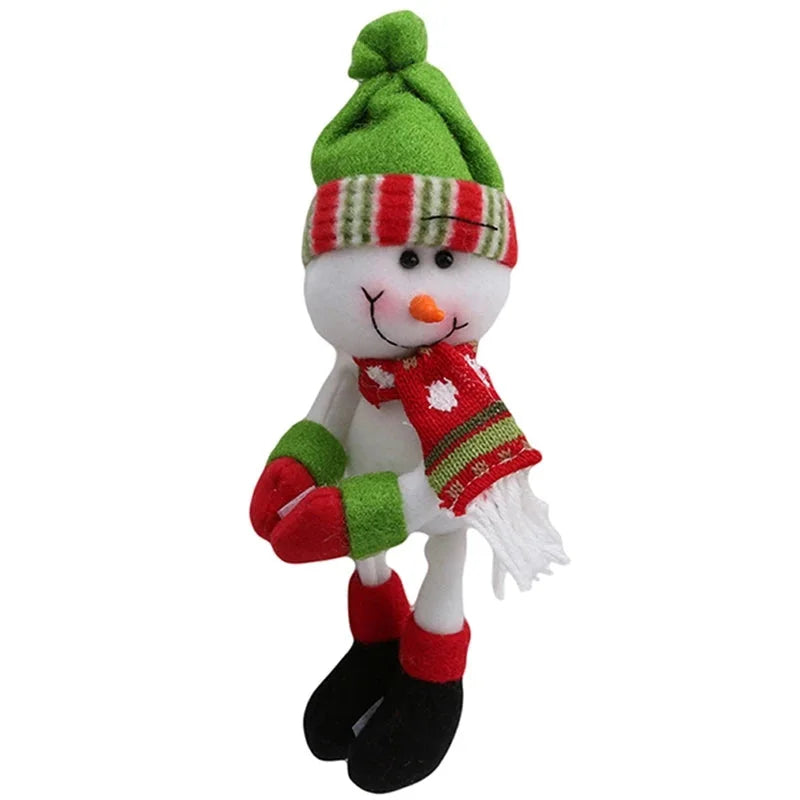 Capa para Garrafa de Vinho Natalina com Papai Noel e Boneco de Neve Lenogue Boneco de Neve