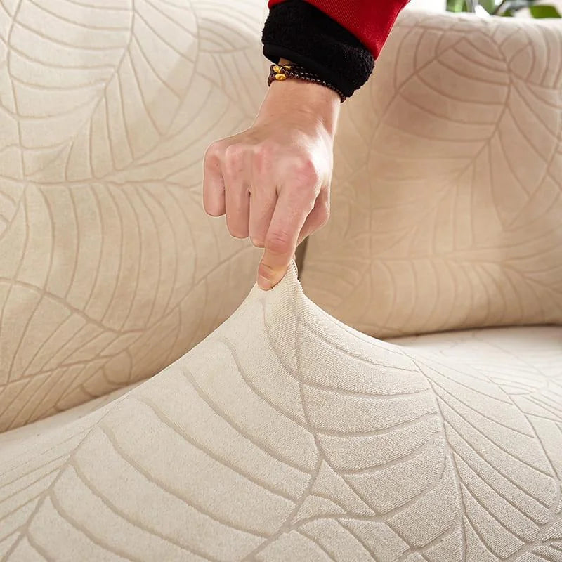 Capa para Sofá Jacquard Creme Impermeável para Sala Lenogue