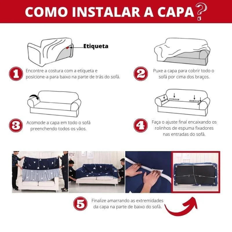 Capa para Sofá Spandex Branco Impermeável para Sala Lenogue