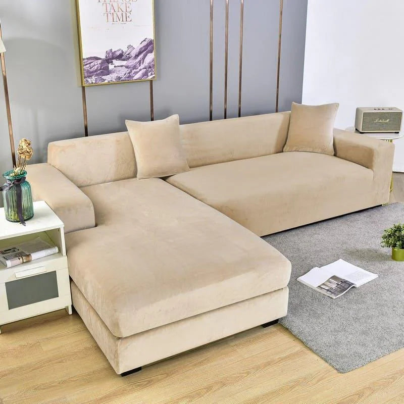 Capa para Sofá Suede Bege Impermeável para Sala Lenogue 1 lugar (90-140cm)