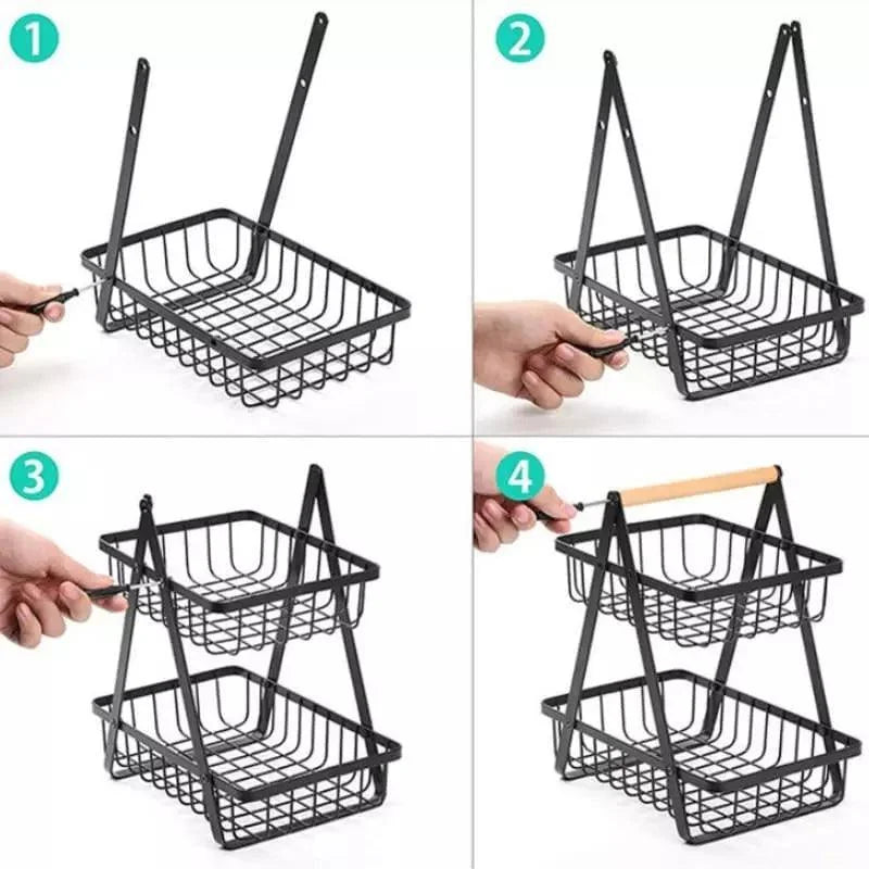 Cesta Organizadora Fruteira de Mesa 2 Andares Lenogue