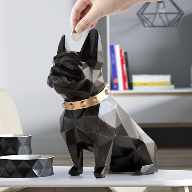 Cofrinho de Resina Buldogue Francês para Decoração de Mesa Lenogue Preto