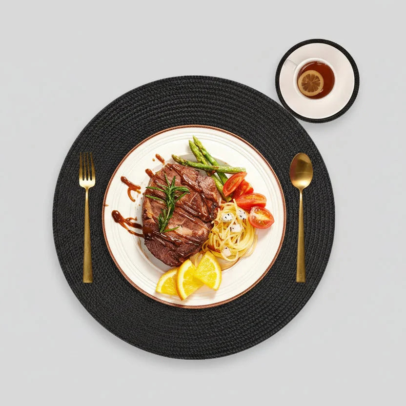 Conjunto de Jogo Americano 6 Peças para Mesa de Jantar Lenogue Preto