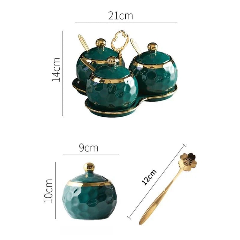 Conjunto de Potes de Cerâmica Açucareiro e Saleiro Branco para Cozinha Lenogue