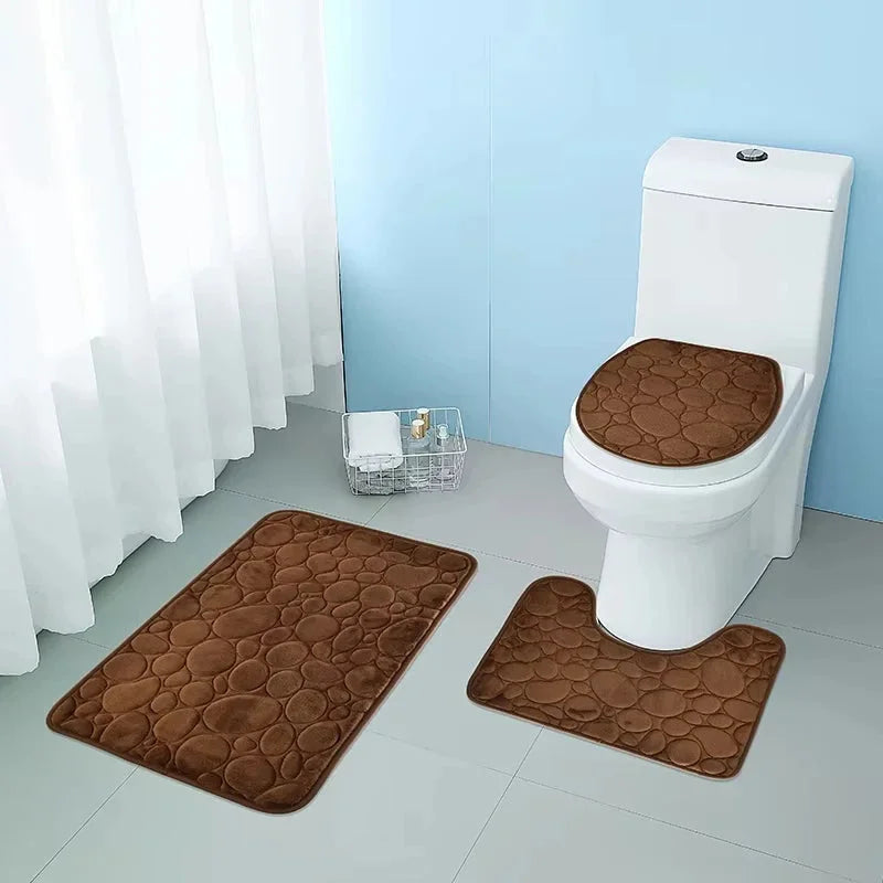Conjunto de Tapetes Antiderrapantes 3 Peças para Banheiro Absorvente Lenogue