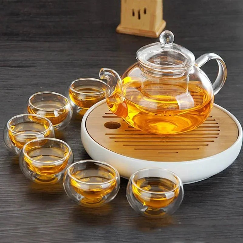 Conjunto de Chá em Vidro Borossolicato para Cerimônias Lenogue Transparente (600ml)