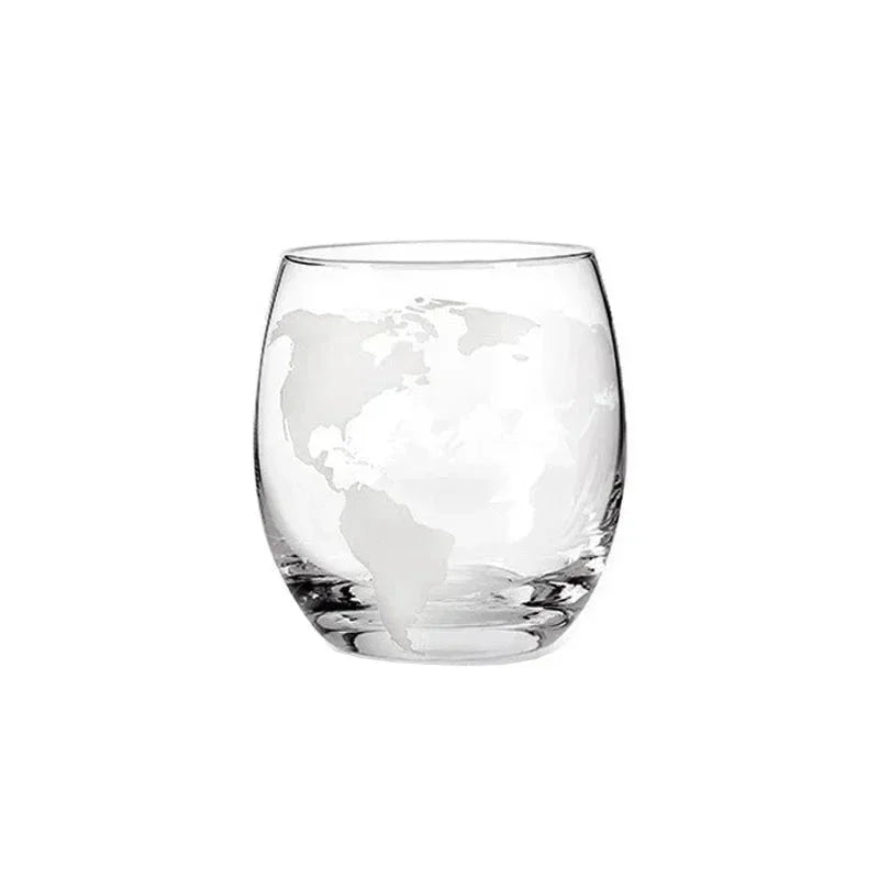 Conjunto Decanter Globo de Vidro com Suporte de Madeira e 2 Copos Lenogue