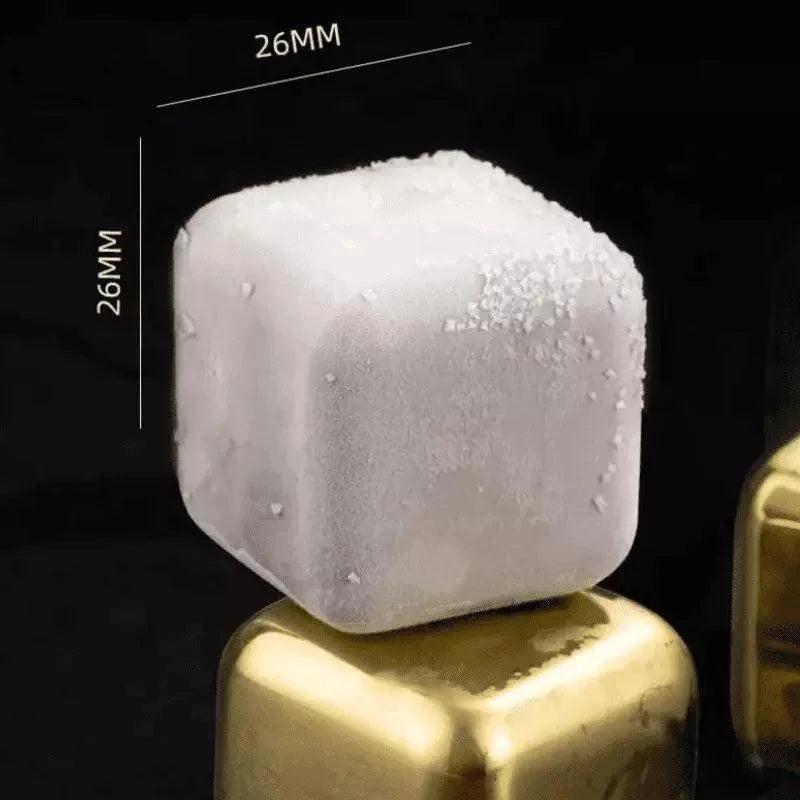 Cubos de Gelo de Aço Inox Dourado com Pegador Lenogue