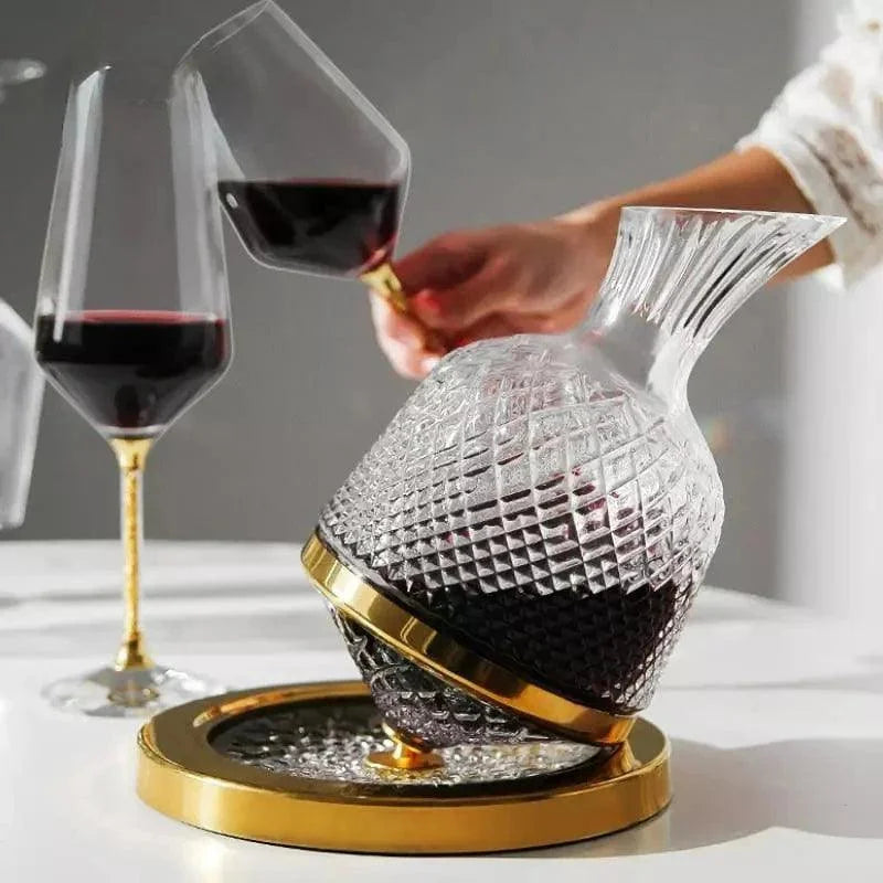 Decanter de Vinho de Vidro Cristal 1500ml para Aeração Lenogue Dourado