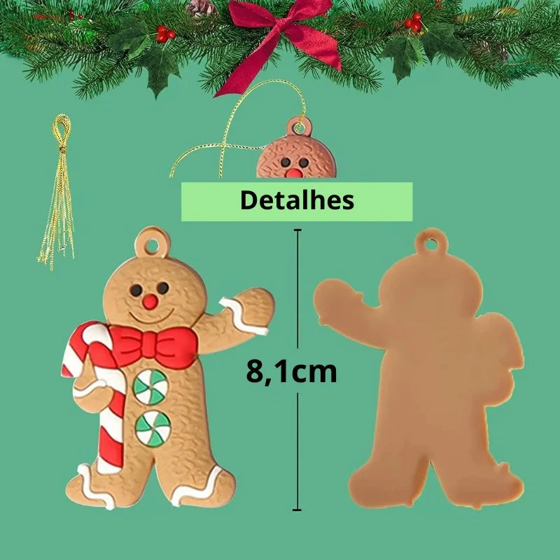 Enfeite de Natal em Formato de Biscoito com 12 Unidades Lenogue