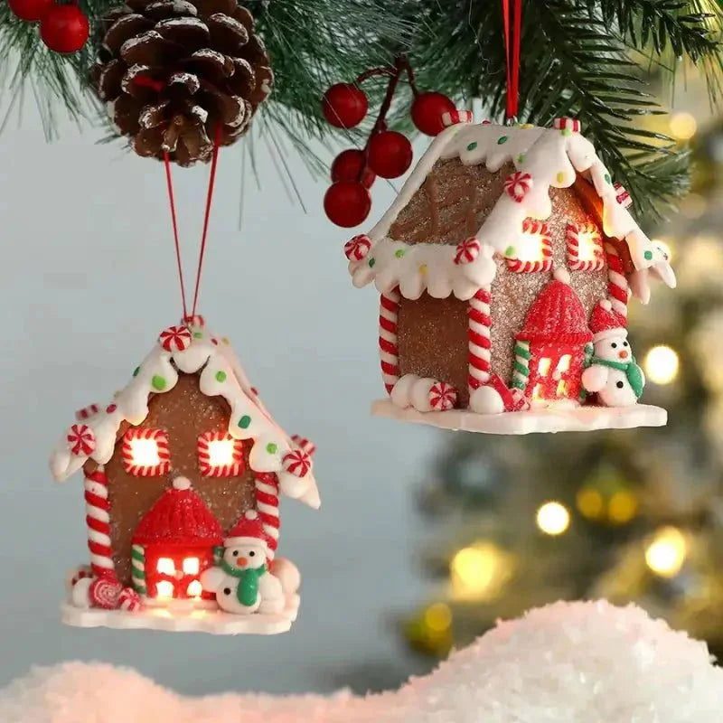 Enfeite de Natal Rústico Pingente de Casinhas para árvore Lenogue Modelo 05