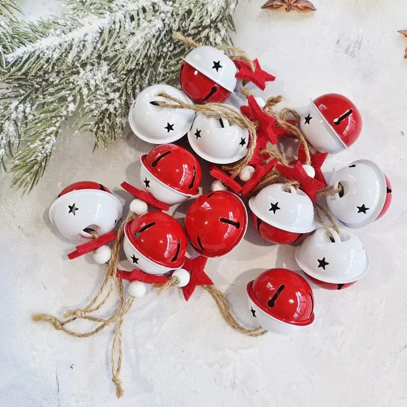 Enfeites de Natal de Metal com Sinos e Flocos de Neve Lenogue Estrela / 12 Peças (40 mm)