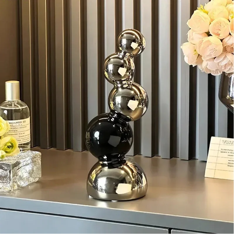 Escultura Abstrata Esférica em Cerâmica Geométrica para Sala e Escritório Lenogue Mod.