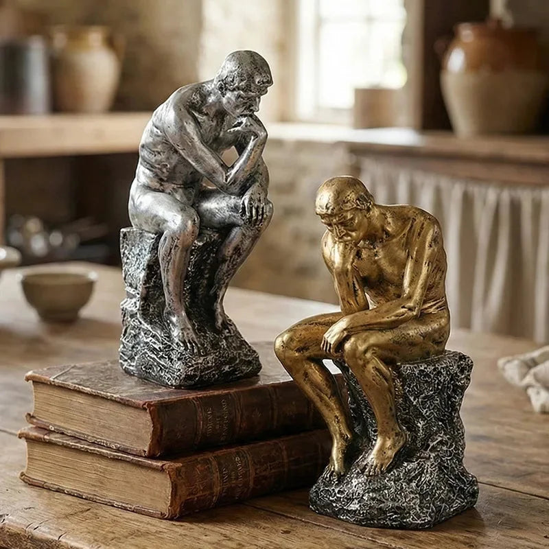 Escultura Abstrata Pensador em Resina para Decoração Lenogue