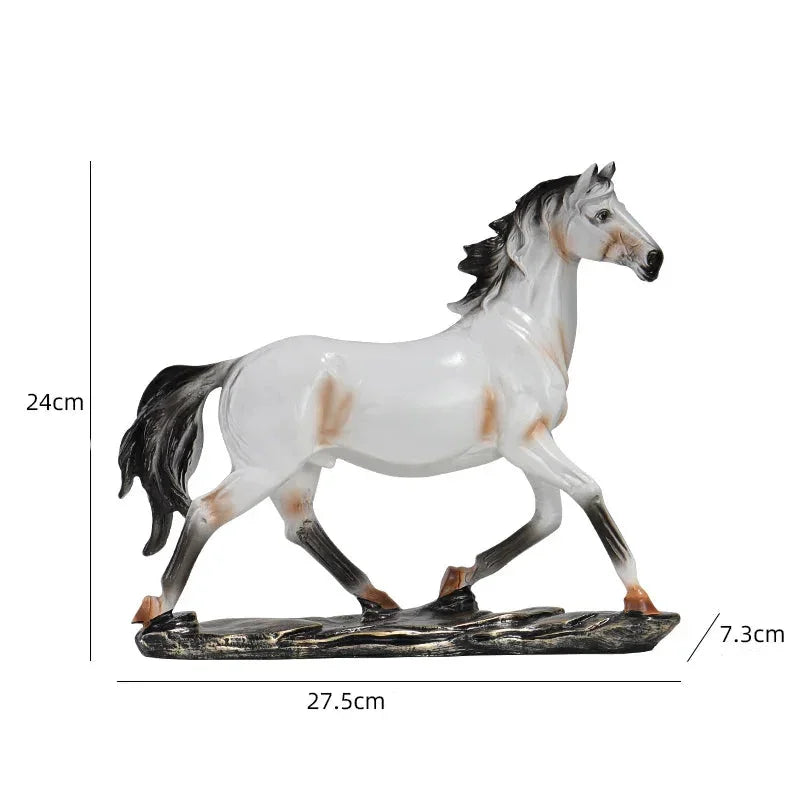 Escultura Cavalo em Resina Estilo Chinês Pose em Galope Lenogue