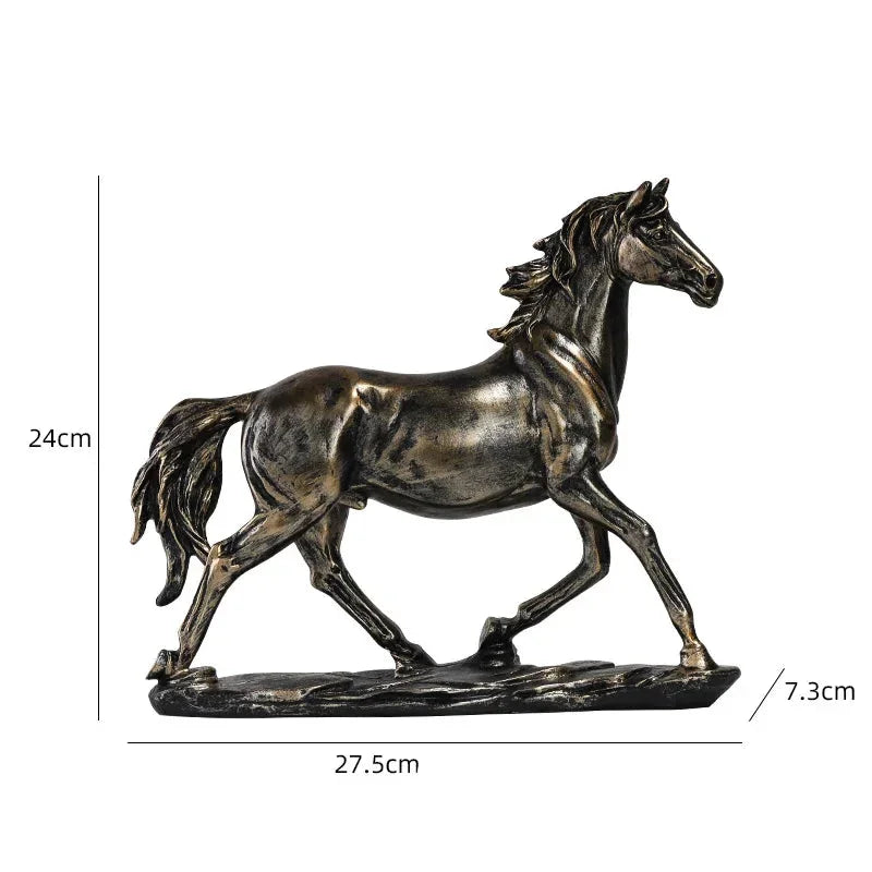 Escultura Cavalo em Resina Estilo Chinês Pose em Galope Lenogue