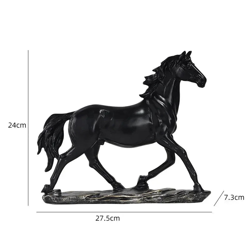Escultura Cavalo em Resina Estilo Chinês Pose em Galope Lenogue