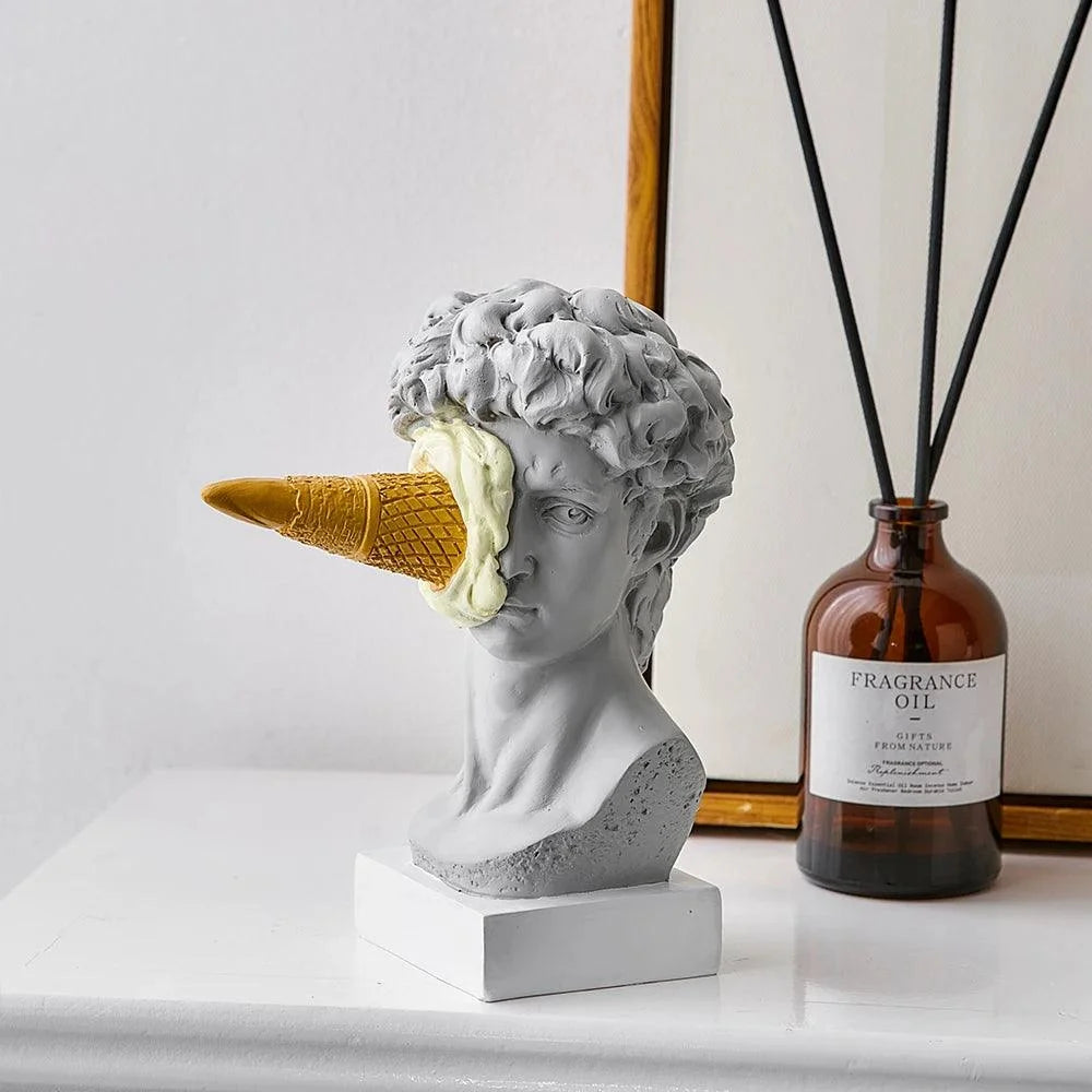 Escultura David de Sorvete Pós-moderno em Resina para Decoração Lenogue