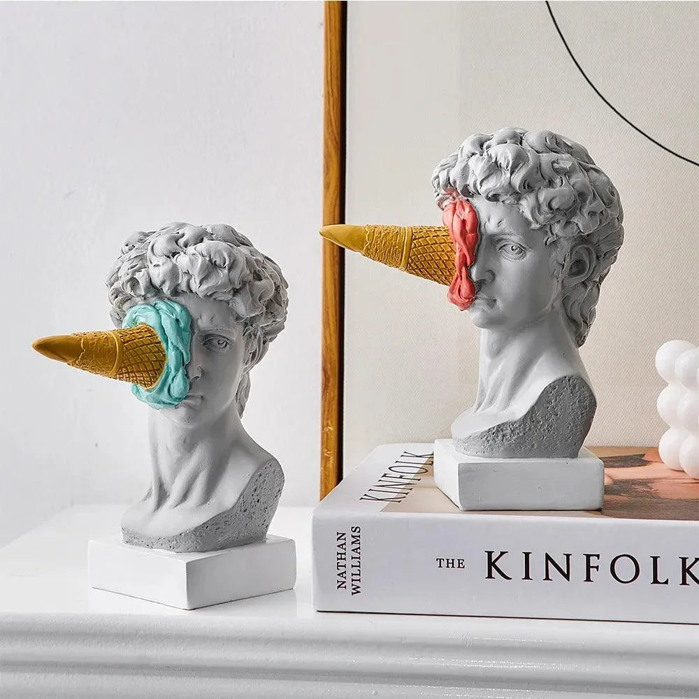 Escultura David de Sorvete Pós-moderno em Resina para Decoração Lenogue