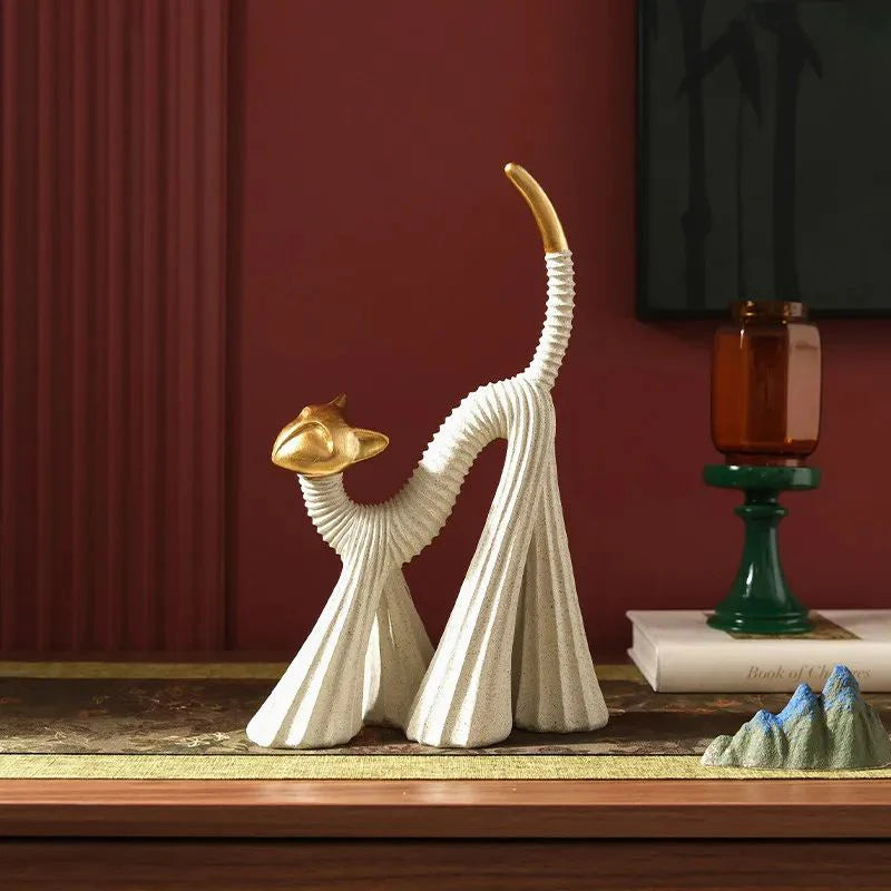 Escultura Resina Éclat Gato Abstrato Design Artístico Lenogue