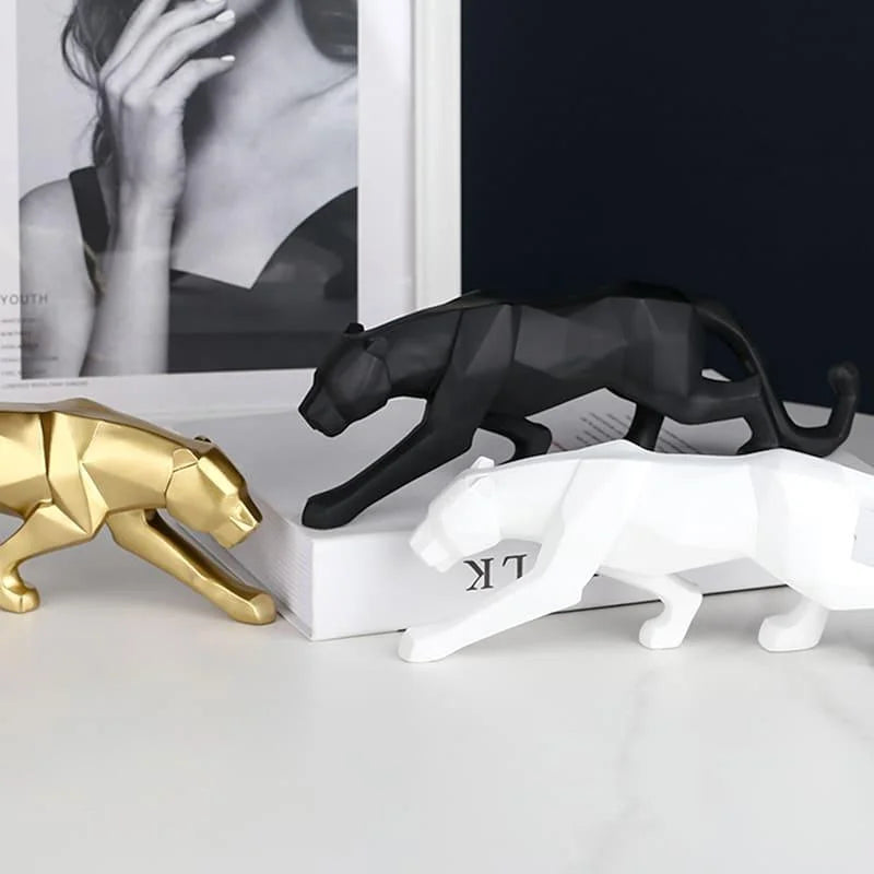 Estátua de Leopardo em Resina para Decoração de Mesa Lenogue