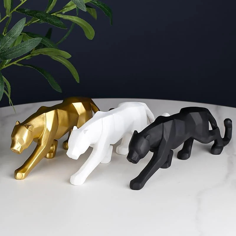 Estátua de Leopardo em Resina para Decoração de Mesa Lenogue