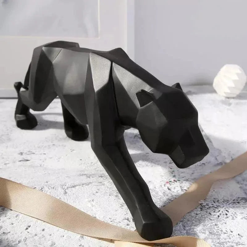 Estátua de Leopardo em Resina para Decoração de Mesa Lenogue Preto
