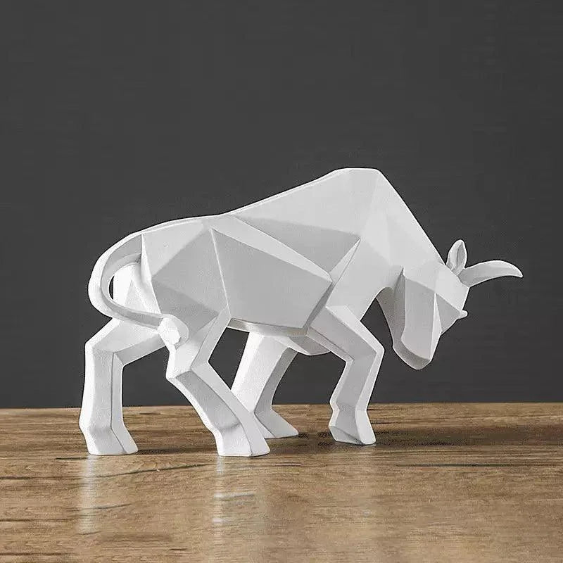 Estátua de Touro em Resina para Decoração de Mesa Lenogue Branco