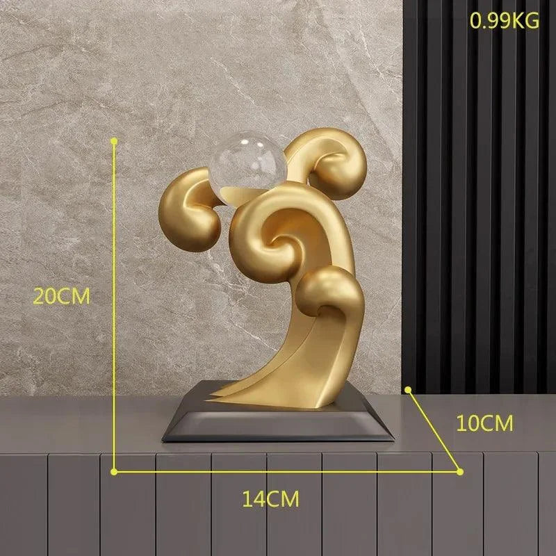 Estátua Moderna de Resina com Bola de Cristal para Decoração Lenogue Mod.04 (43 cm)