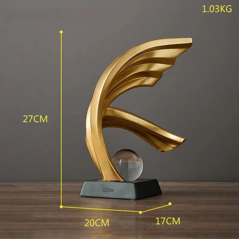Estátua Moderna de Resina com Bola de Cristal para Decoração Lenogue Mod.05 (28 cm)