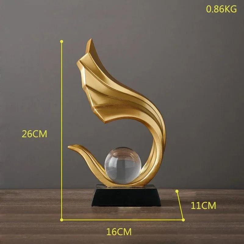 Estátua Moderna de Resina com Bola de Cristal para Decoração Lenogue Mod.01 (28 cm)