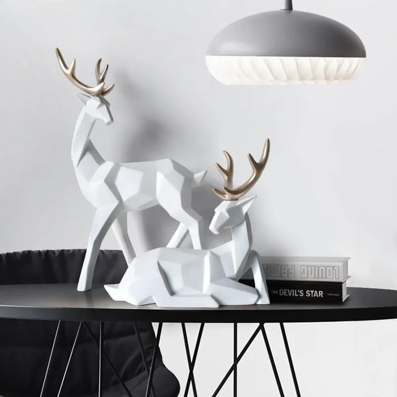 Estátuas de Cervo para Decoração de Mesa em Resina 2 Peças Lenogue